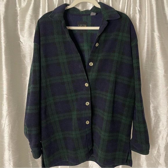 The Limited Cardigan Women M Navy Green Plaid Button Down Sweater Equestrian - Picture 1 of 7